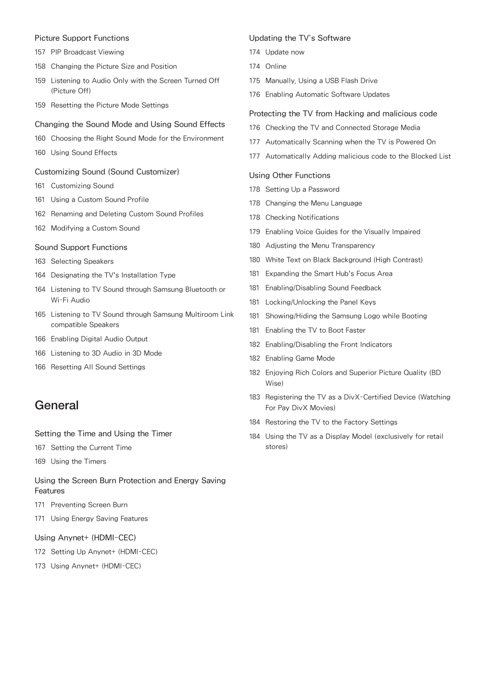 General | Samsung UN65H8000AFXZA User Manual | Page 5 / 230