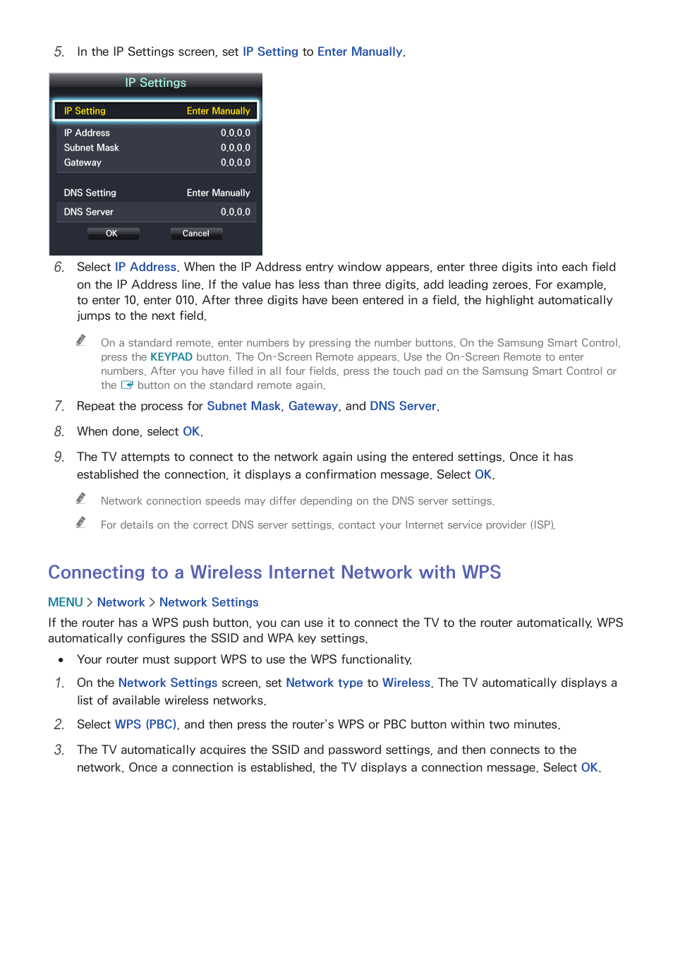 Connecting to a wireless internet network with wps | Samsung UN65H8000AFXZA User Manual | Page 56 / 230