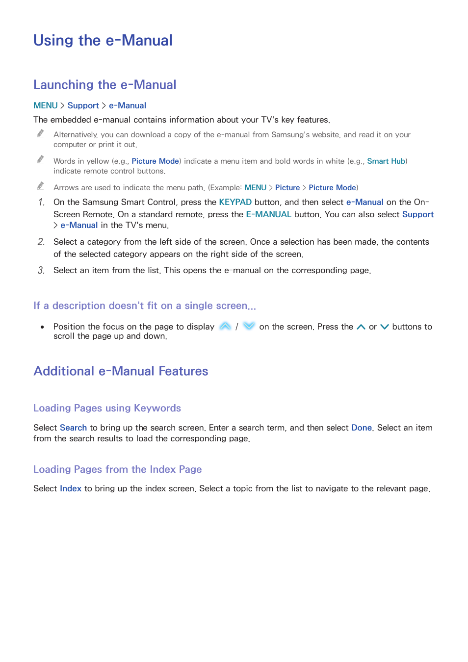 Using the e-manual, 72 launching the e-manual, 72 additional e-manual features | Launching the e-manual, Additional e-manual features | Samsung UN65H8000AFXZA User Manual | Page 78 / 230