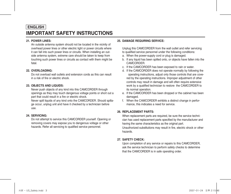 Important safety instructions | Samsung SC-X300L-XAA User Manual | Page 4 / 119