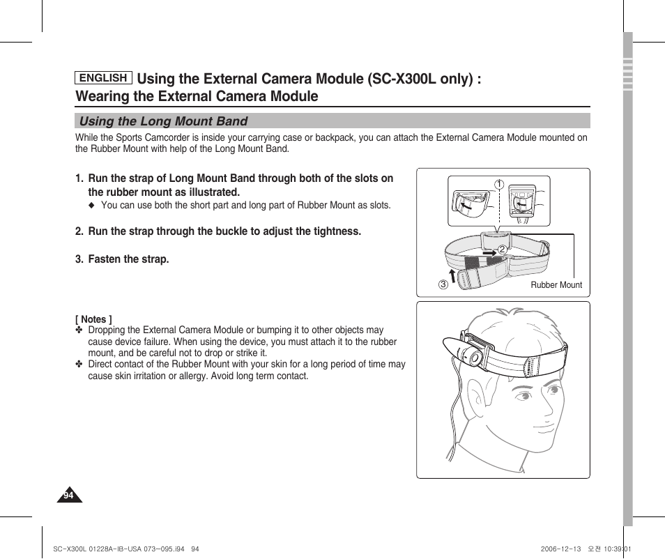 Using the long mount band | Samsung SC-X300L-XAA User Manual | Page 98 / 119