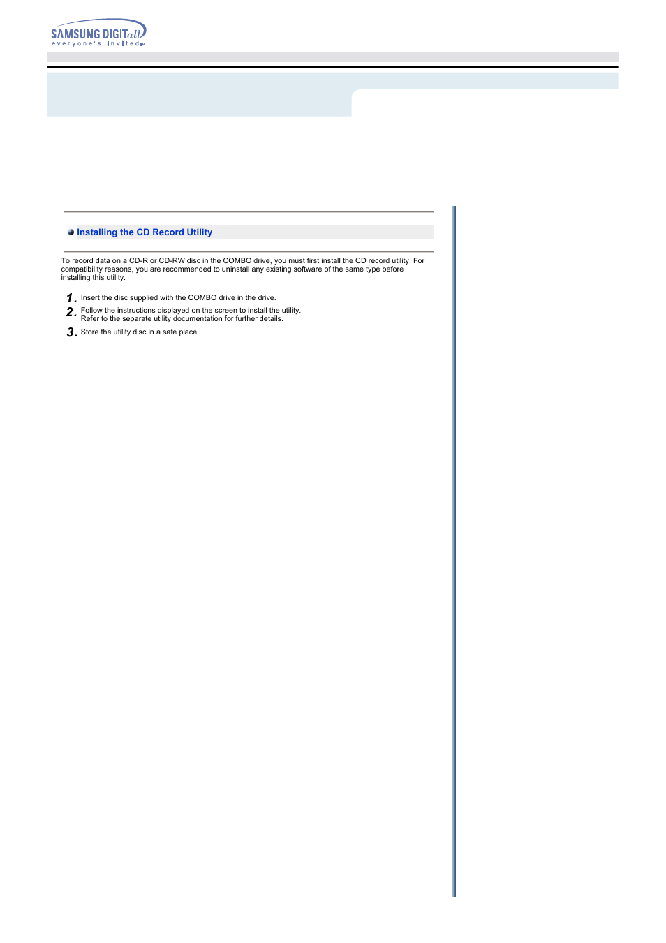 Setup - installing the cd record utility, Setup | Samsung SM-352FENB User Manual | Page 11 / 22