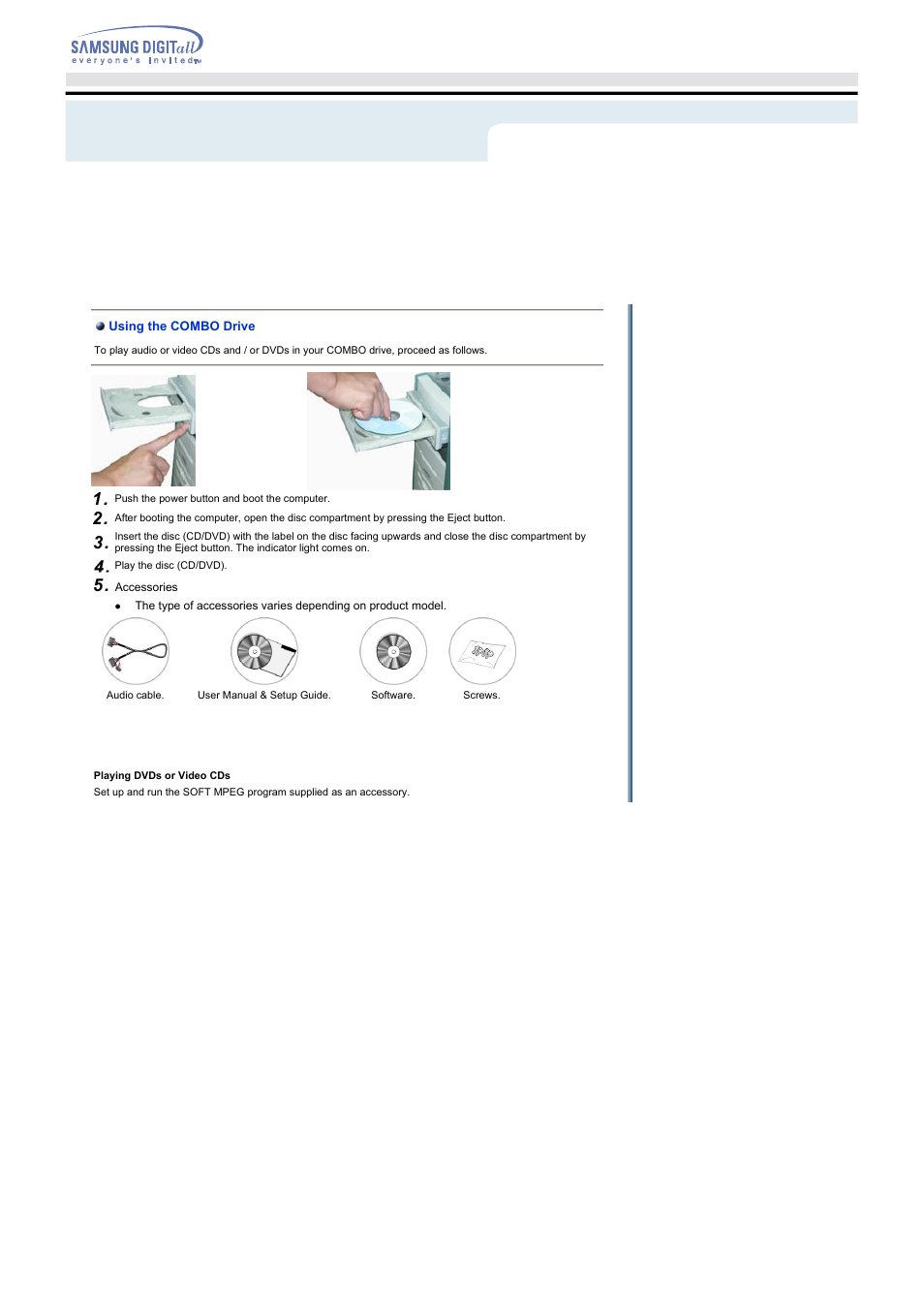 Using the drive - using the combo drive, Using the drive | Samsung SM-352FENB User Manual | Page 14 / 22