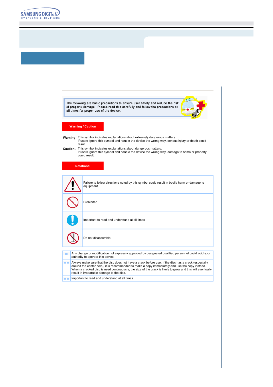 Safety precaution - notational, Safety precautions, Notational | Samsung SM-352FENB User Manual | Page 2 / 22