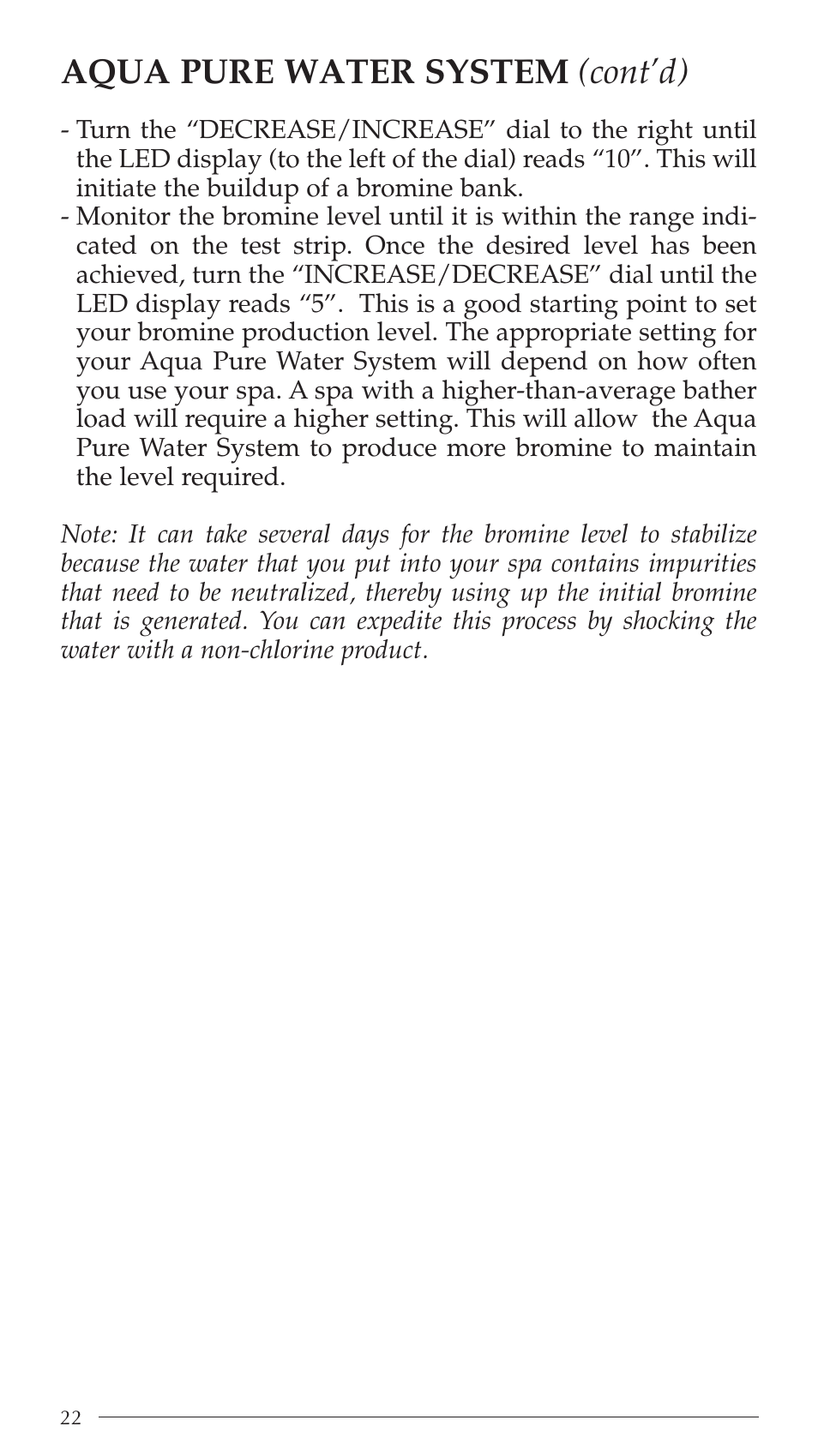 Aqua pure water system (cont’d) | Aruba Spa Hot Tub Models 2003 User Manual | Page 23 / 42