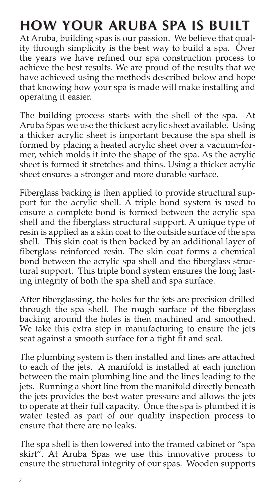 Aruba Spa Hot Tub Models 2003 User Manual | Page 3 / 42