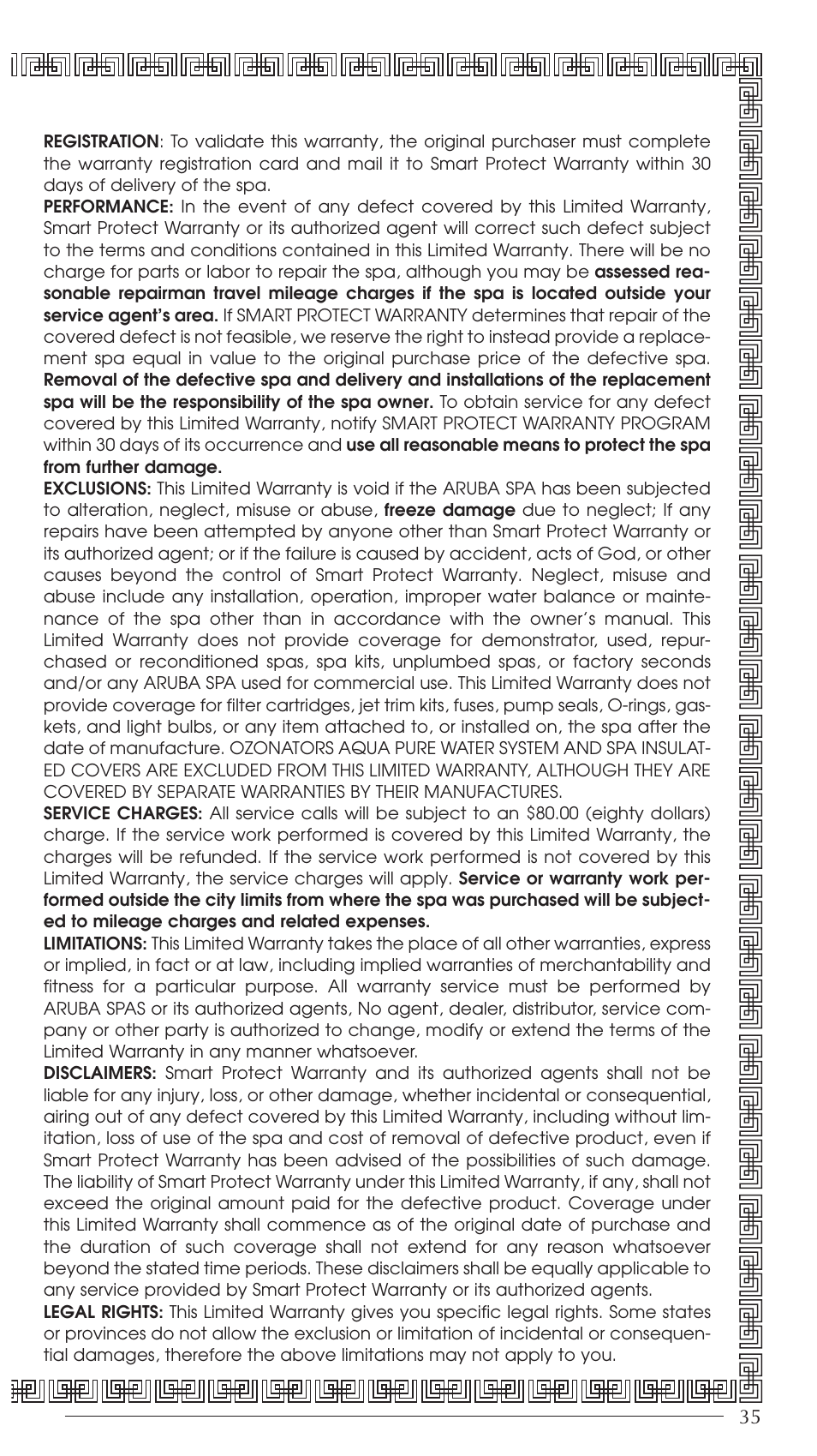 Aruba Spa Hot Tub Models 2003 User Manual | Page 36 / 42