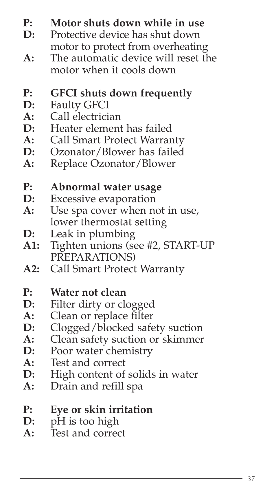 Aruba Spa Hot Tub Models 2003 User Manual | Page 38 / 42