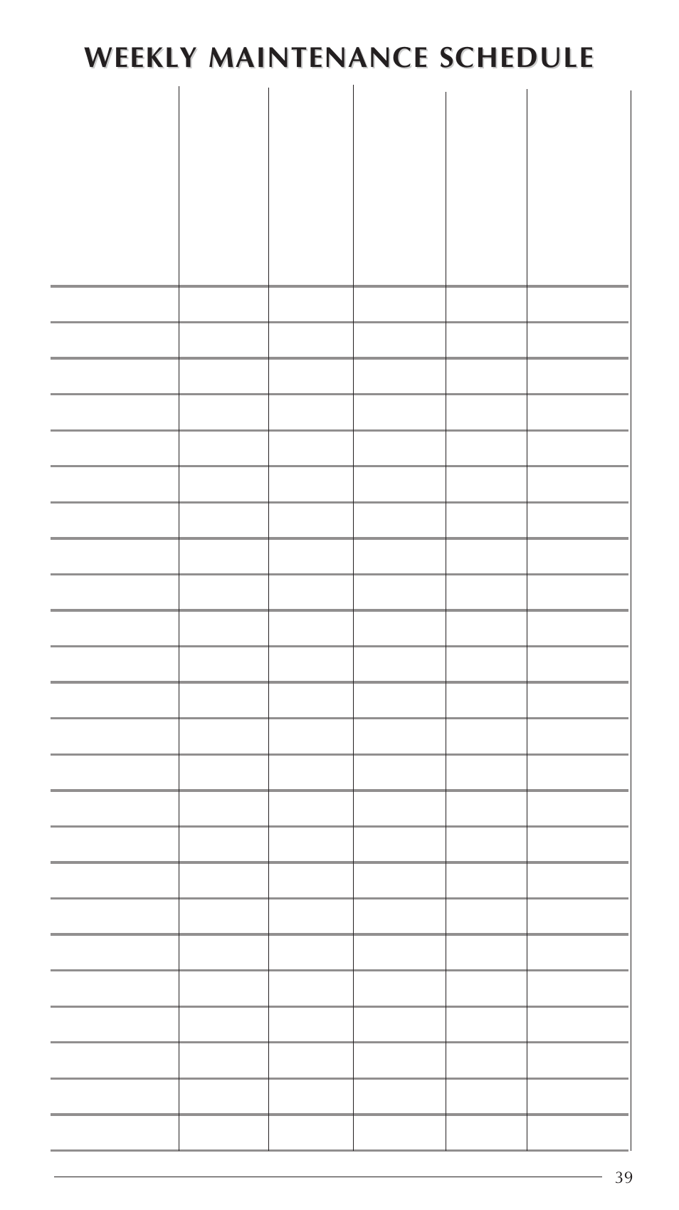 Weekl, Date | Aruba Spa Hot Tub Models 2003 User Manual | Page 40 / 42
