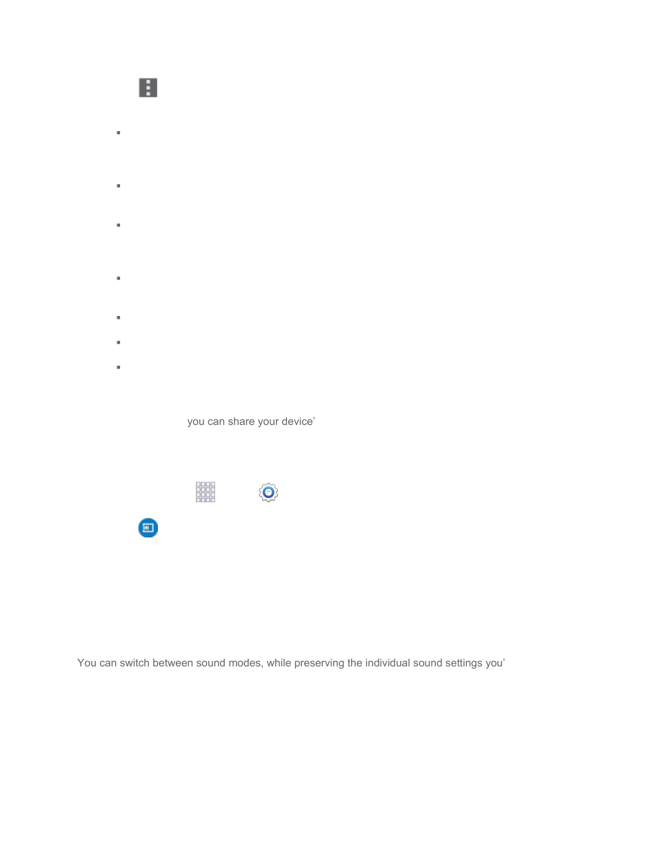 Screen mirroring settings, Sound settings, Sound mode | Samsung SM-G860PZBASPR User Manual | Page 160 / 220