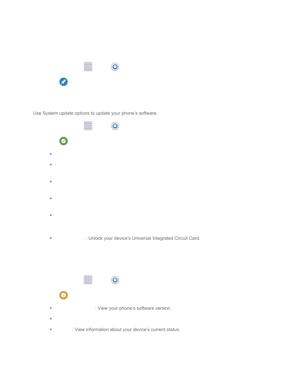 Activate this device, System update settings, About device settings | Samsung SM-G860PZBASPR User Manual | Page 197 / 220