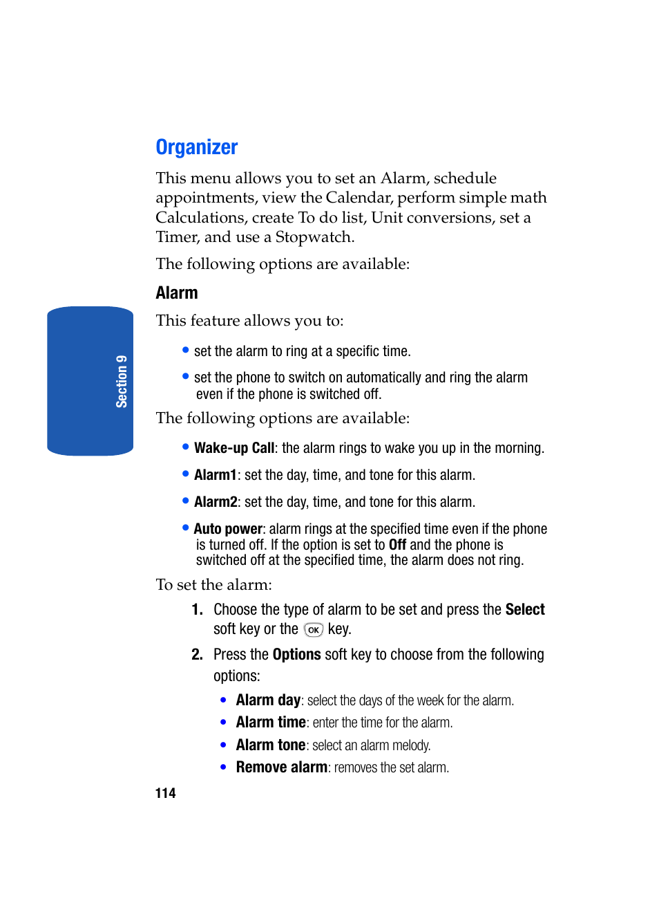 Organizer | Samsung SGH-T209NBBTMB User Manual | Page 118 / 172