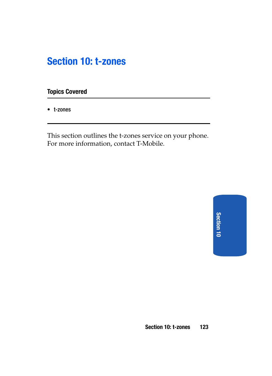 Section 10: t-zones | Samsung SGH-T209NBBTMB User Manual | Page 127 / 172