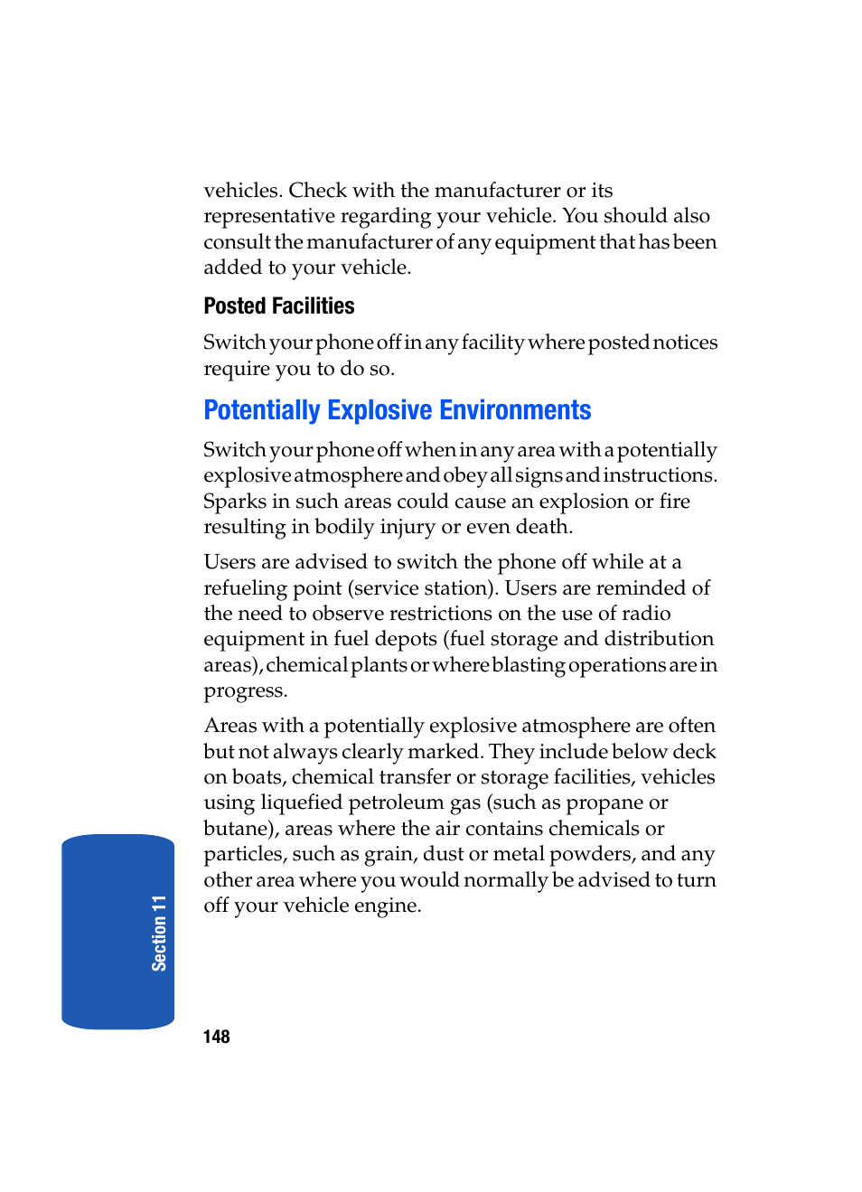 Potentially explosive environments | Samsung SGH-T209NBBTMB User Manual | Page 152 / 172