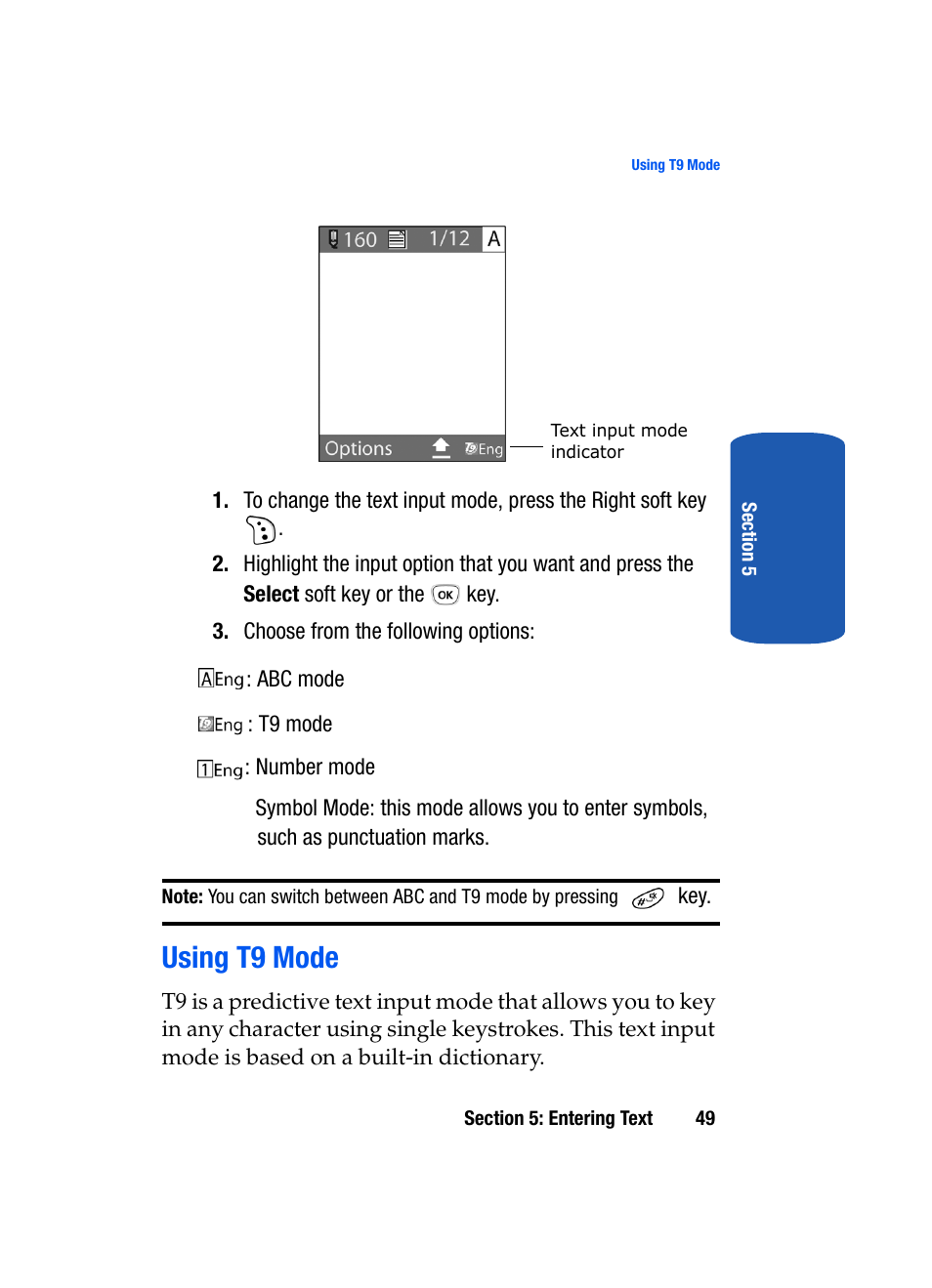 Using t9 mode | Samsung SGH-T209NBBTMB User Manual | Page 53 / 172