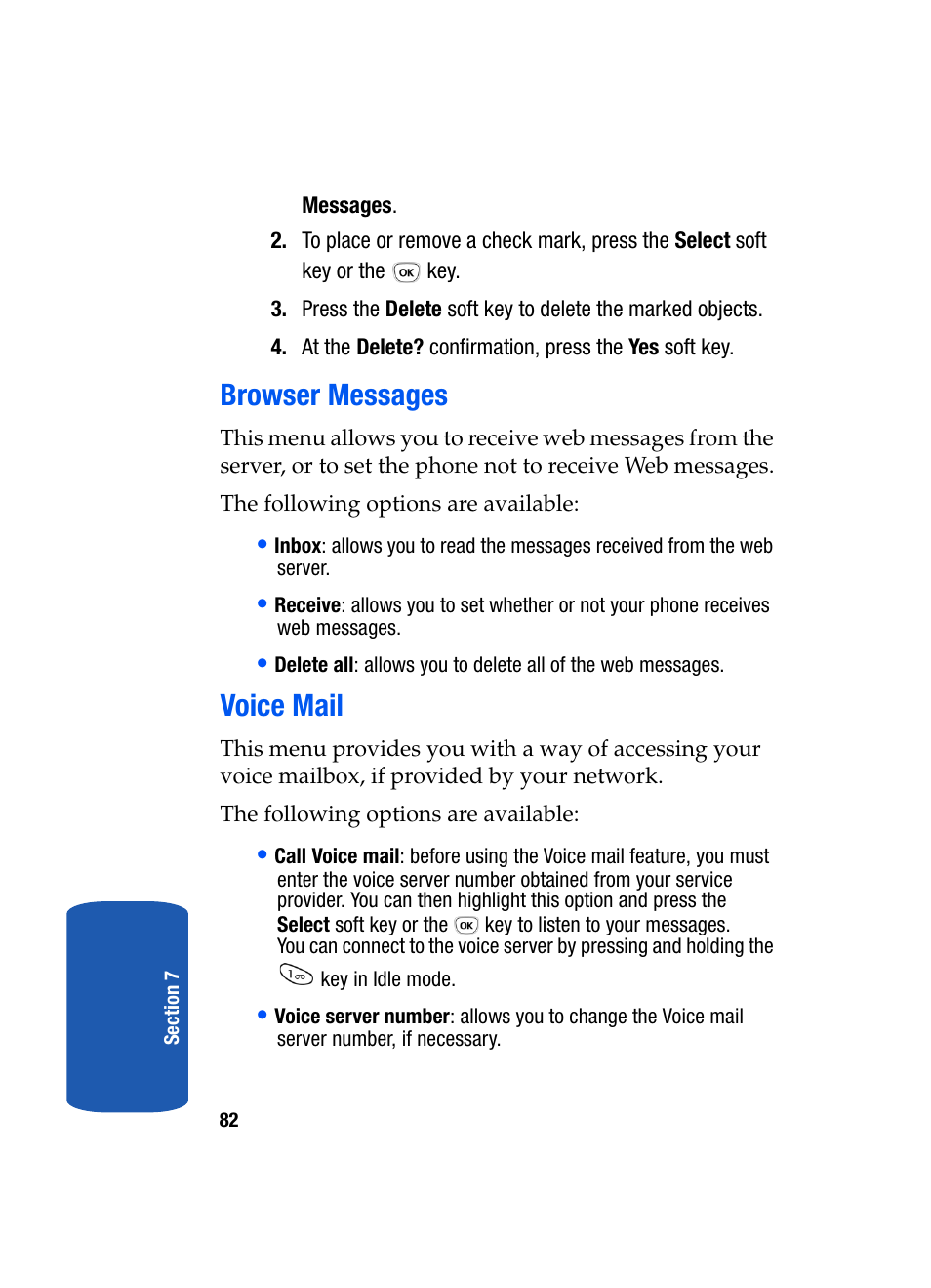 Browser messages voice mail, Browser messages, Voice mail | Samsung SGH-T209NBBTMB User Manual | Page 86 / 172