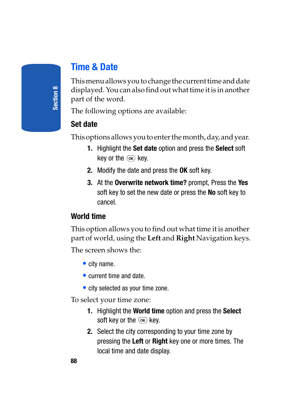 Time & date | Samsung SGH-T209NBBTMB User Manual | Page 92 / 172