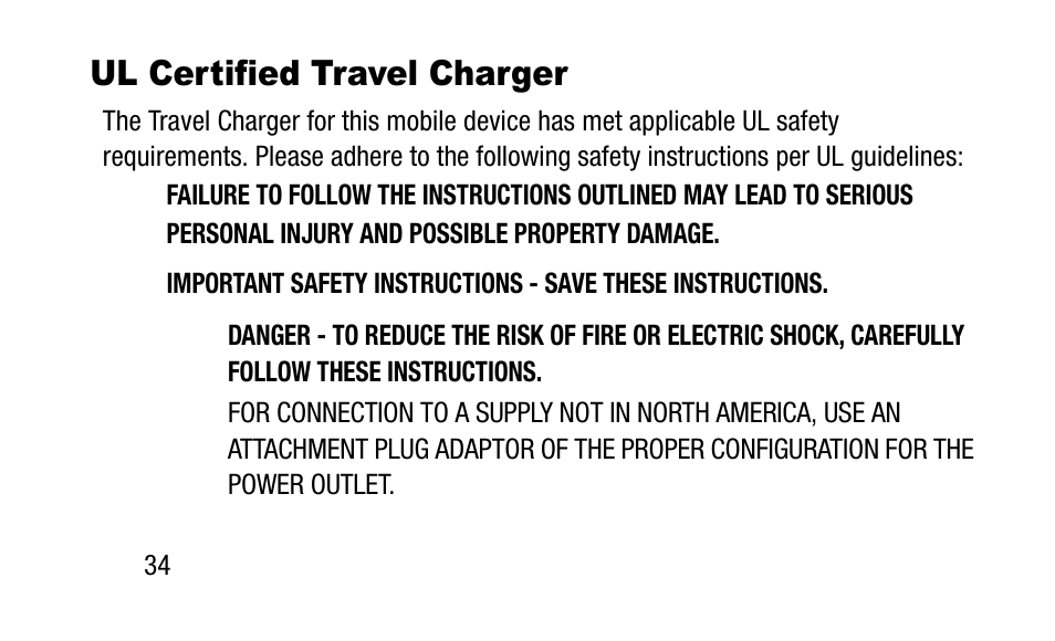 Ul certified travel charger | Samsung SM-T800NZWAXAR User Manual | Page 44 / 107