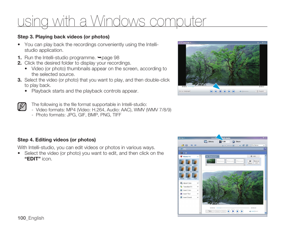 Using with a windows computer | Samsung SMX-C14RN-XAA User Manual | Page 110 / 139