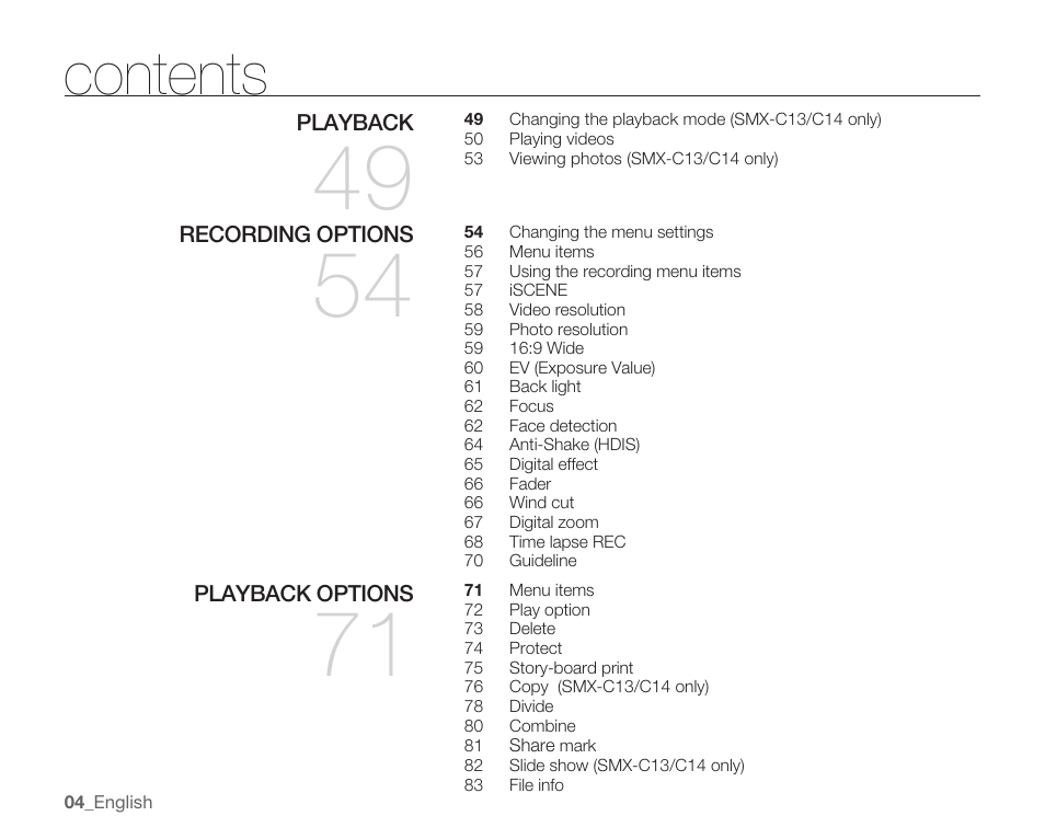 Samsung SMX-C14RN-XAA User Manual | Page 14 / 139