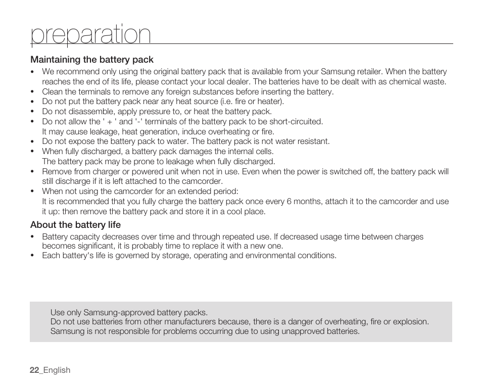 Preparation | Samsung SMX-C14RN-XAA User Manual | Page 32 / 139