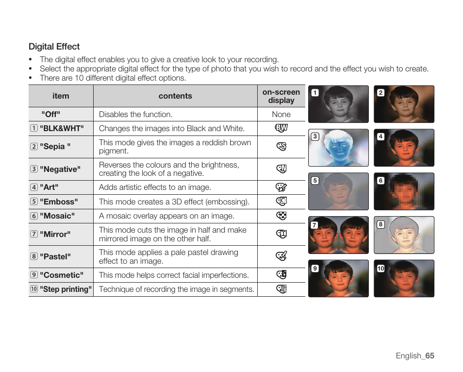 Digital effect | Samsung SMX-C14RN-XAA User Manual | Page 75 / 139