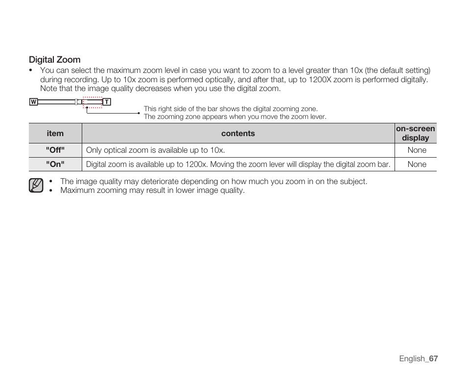 Digital zoom | Samsung SMX-C14RN-XAA User Manual | Page 77 / 139