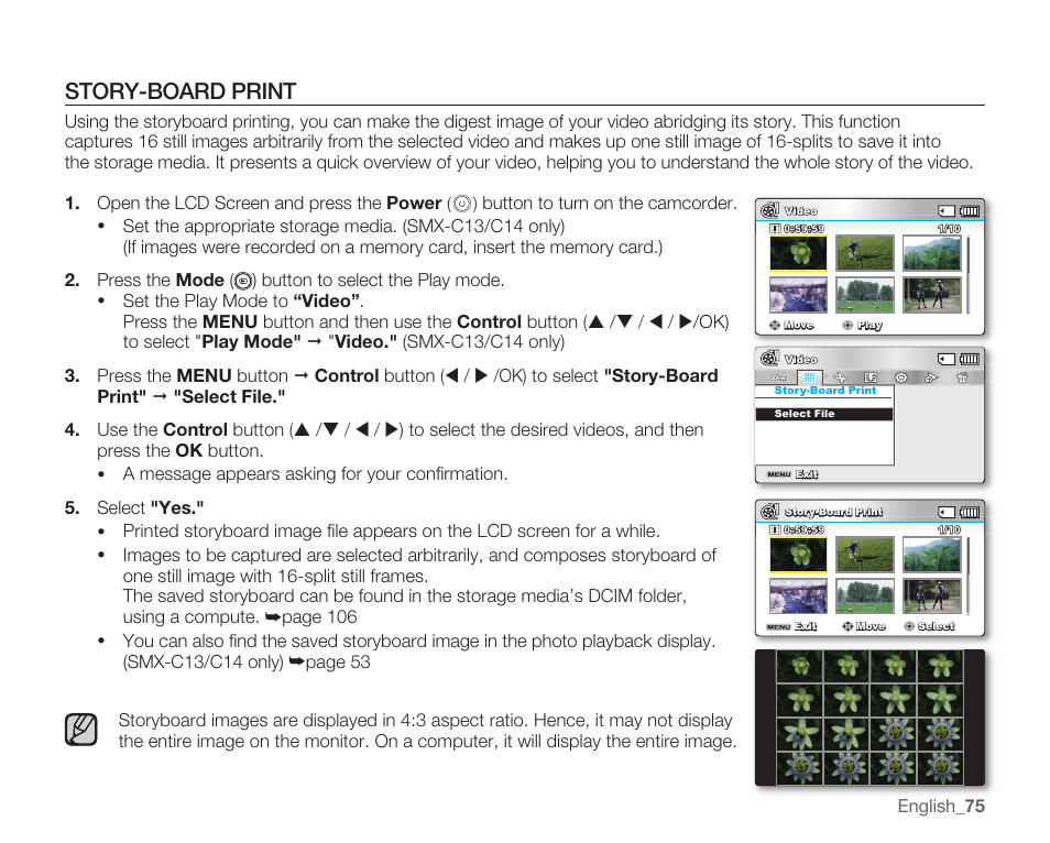 Story-board print | Samsung SMX-C14RN-XAA User Manual | Page 85 / 139