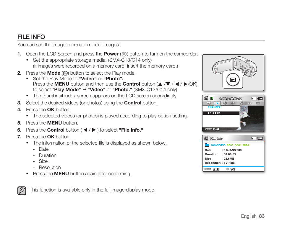 File info | Samsung SMX-C14RN-XAA User Manual | Page 93 / 139