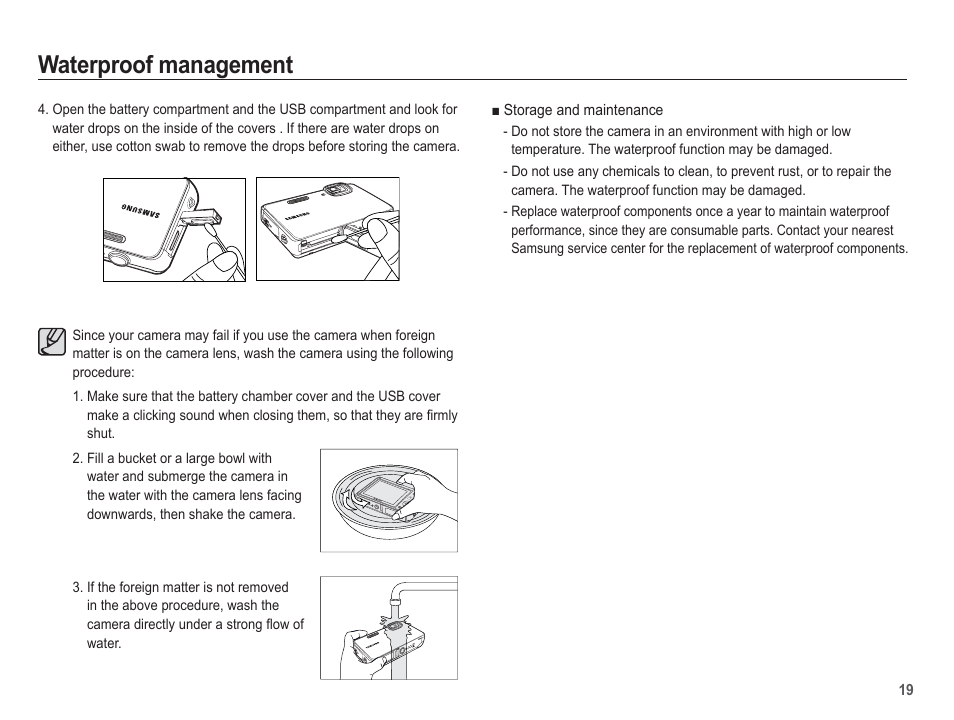 Waterproof management | Samsung EC-AQ100ZBPBUS User Manual | Page 20 / 105