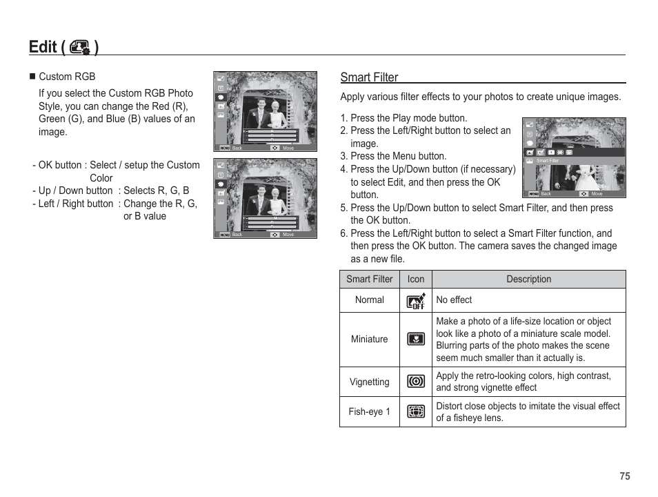 Edit ( ), Smart filter | Samsung EC-AQ100ZBPBUS User Manual | Page 76 / 105