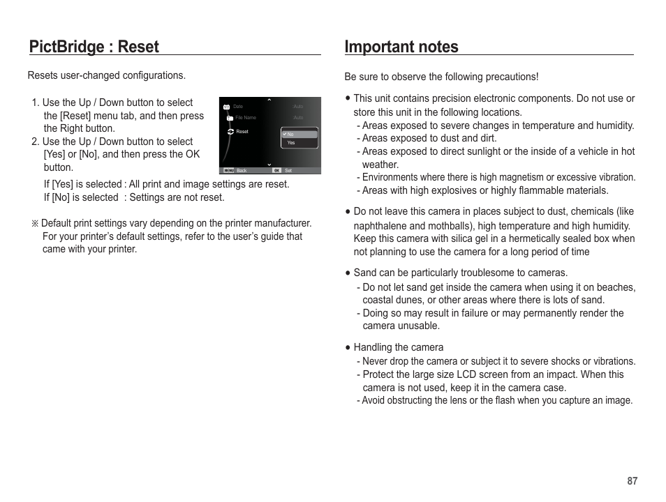 Pictbridge : reset | Samsung EC-AQ100ZBPBUS User Manual | Page 88 / 105