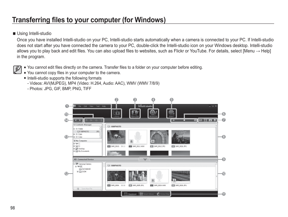 Transferring files to your computer (for windows) | Samsung EC-AQ100ZBPBUS User Manual | Page 99 / 105