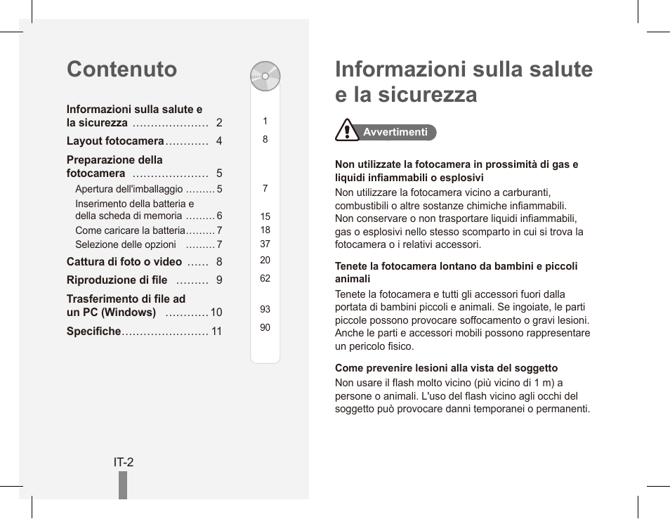 Informazioni sulla salute e la sicurezza contenuto | Samsung EC-PL80ZZBPRCA User Manual | Page 42 / 72