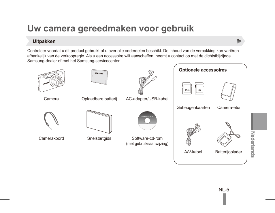 Uw camera gereedmaken voor gebruik | Samsung EC-PL80ZZBPRCA User Manual | Page 55 / 72
