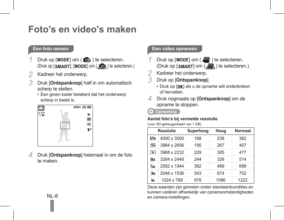 Foto’s en video's maken | Samsung EC-PL80ZZBPRCA User Manual | Page 58 / 72
