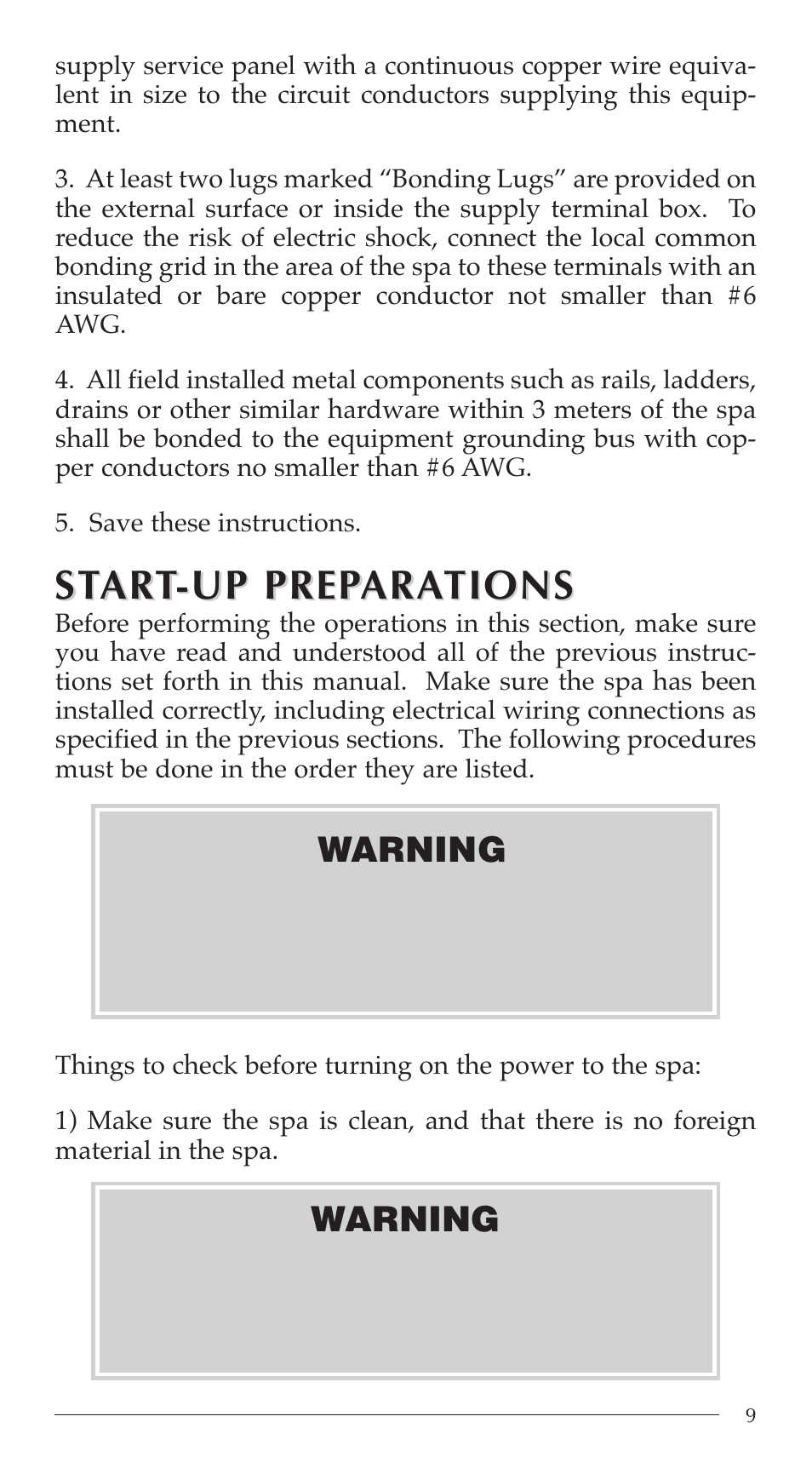St ar ar t t -up prep -up prep ara ara tions tions | Aruba Spa 2003 Serenade User Manual | Page 11 / 39