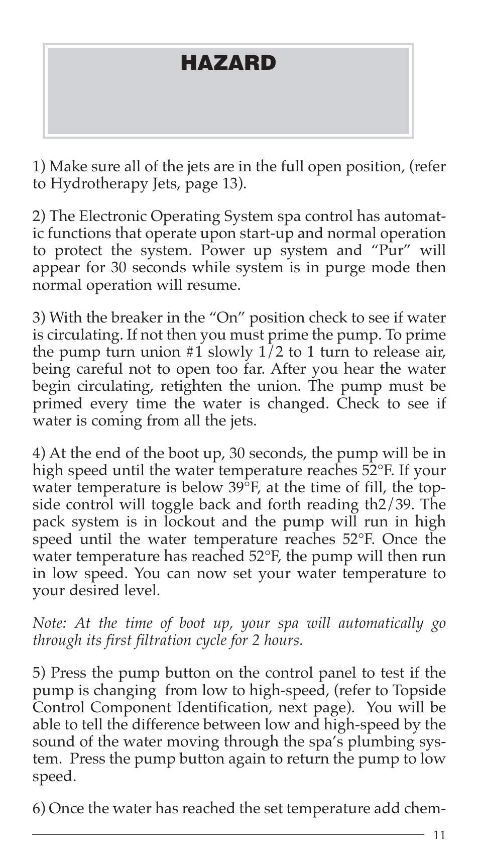 Hazard | Aruba Spa 2003 Serenade User Manual | Page 13 / 39