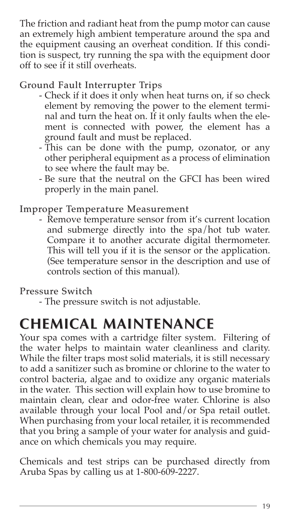 Chemic, Chemic al mainten al mainten ance ance | Aruba Spa 2003 Serenade User Manual | Page 21 / 39