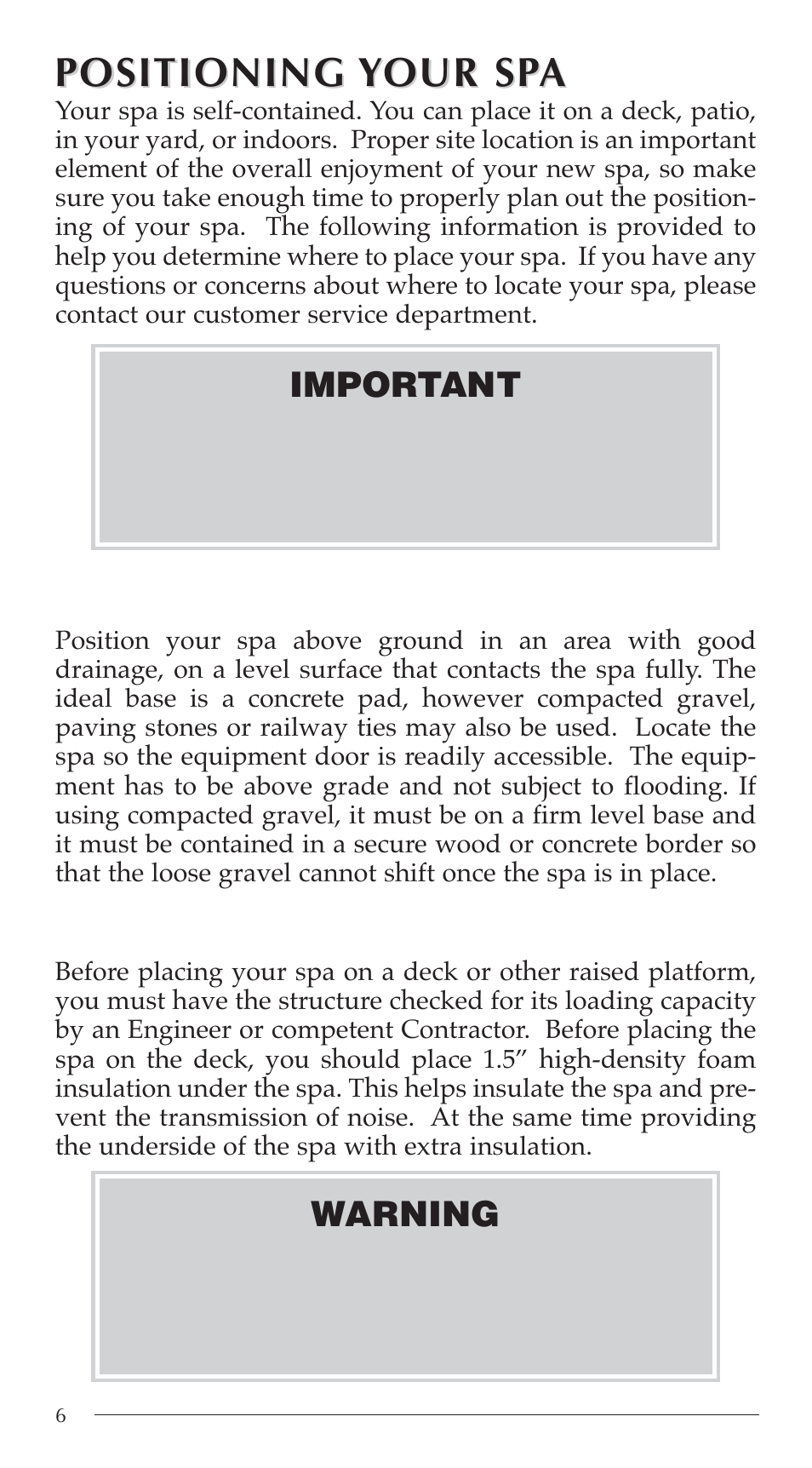 Positioning, Positioning y y our sp our sp a a | Aruba Spa 2003 Serenade User Manual | Page 8 / 39
