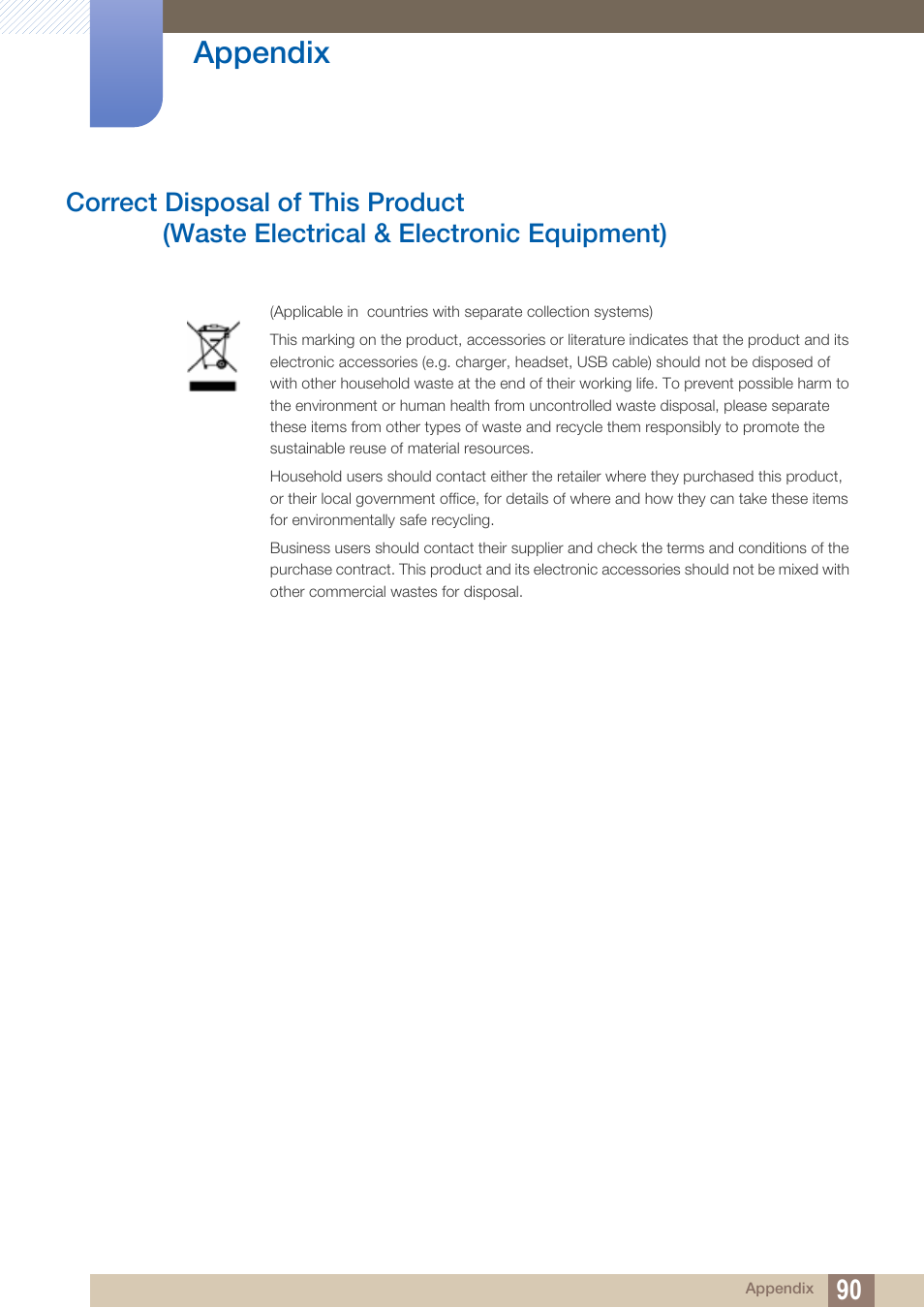 Appendix | Samsung LS27A850DS-ZA User Manual | Page 90 / 94