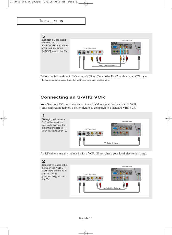 Connecting an s-vhs vcr | Samsung LNR1550PX-XAA User Manual | Page 16 / 68