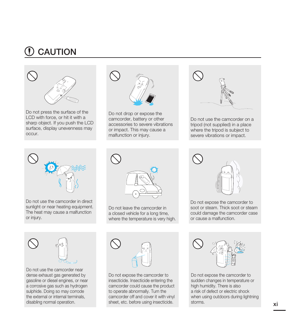 Caution | Samsung HMX-E10ON-XAA User Manual | Page 11 / 98