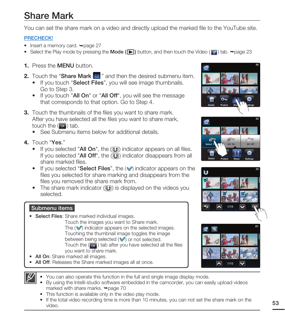 Share mark | Samsung HMX-E10ON-XAA User Manual | Page 63 / 98