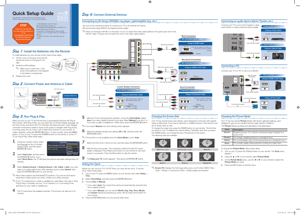 Samsung UN65C6500VFXZA User Manual | 2 pages