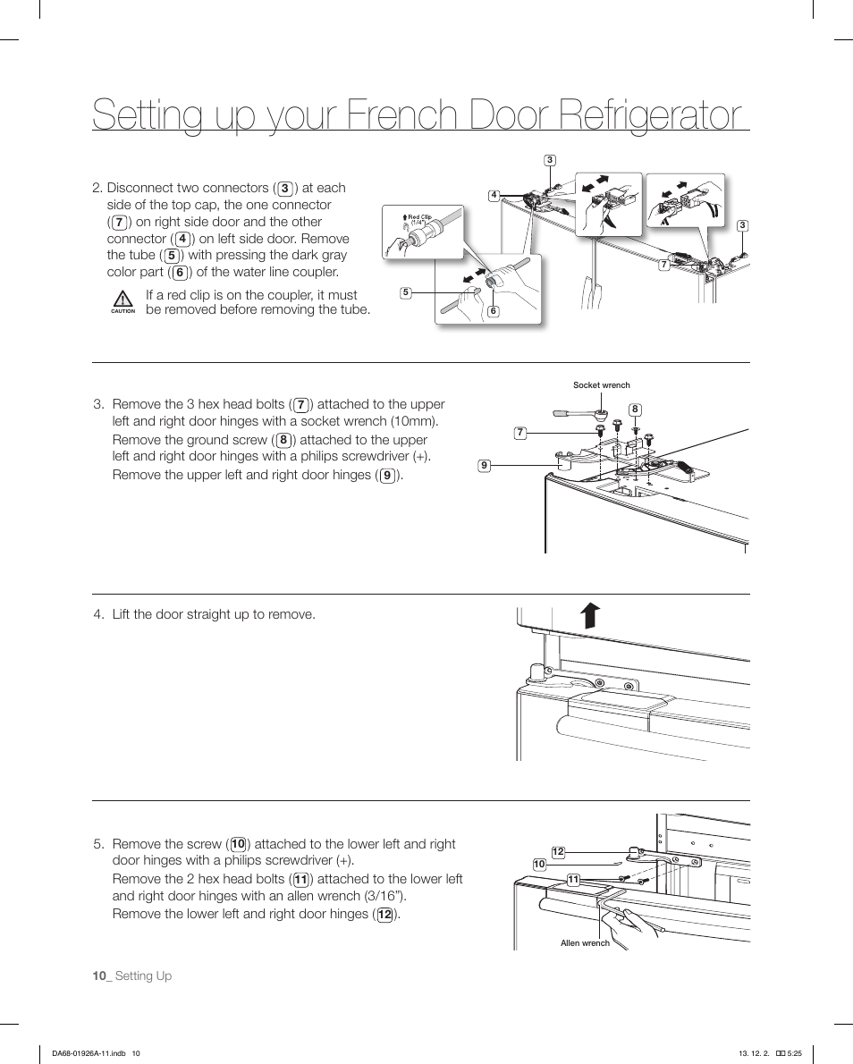 Setting up your french door refrigerator | Samsung RFG293HAWP-XAA User Manual | Page 10 / 76