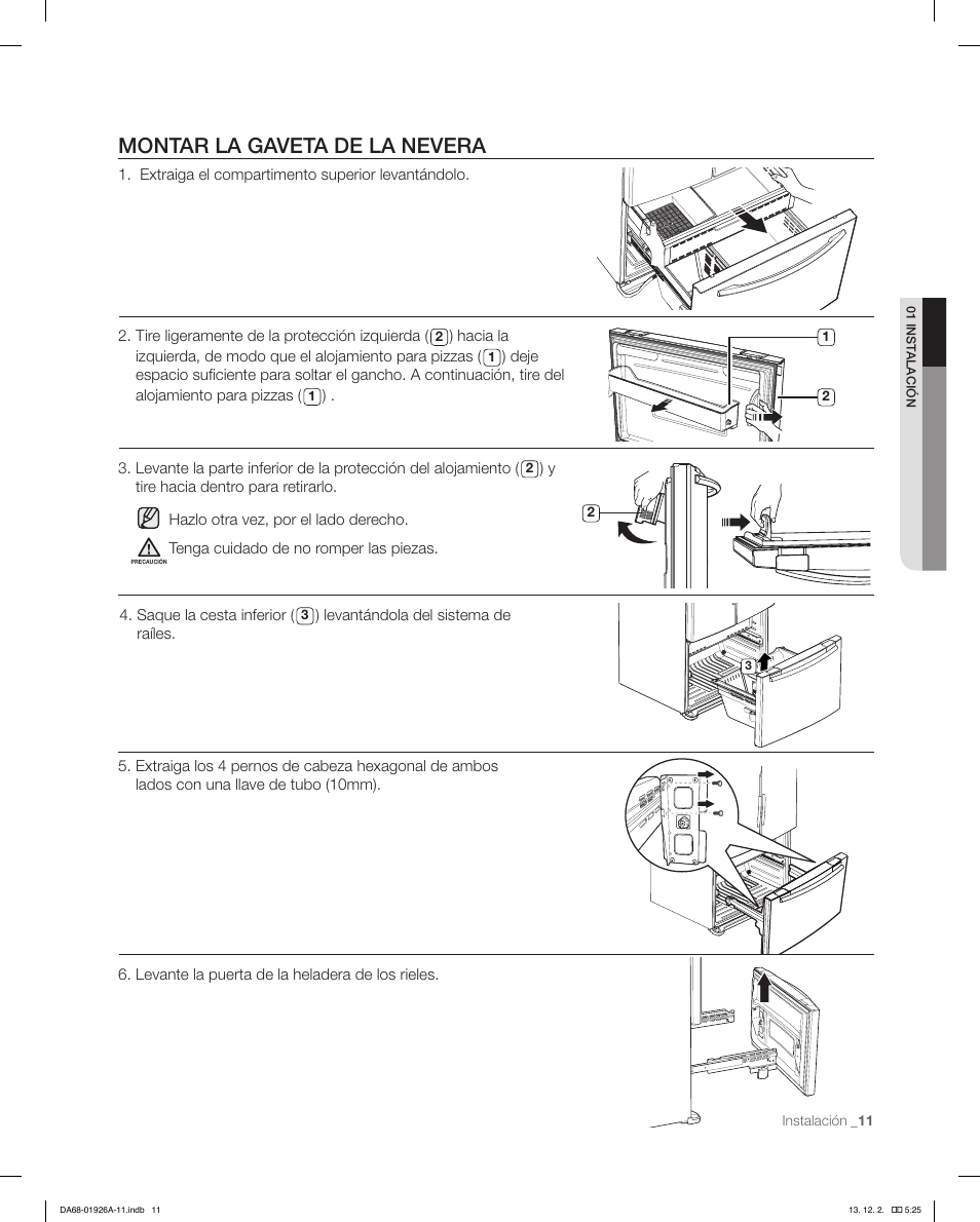 Montar la gaveta de la nevera | Samsung RFG293HAWP-XAA User Manual | Page 49 / 76