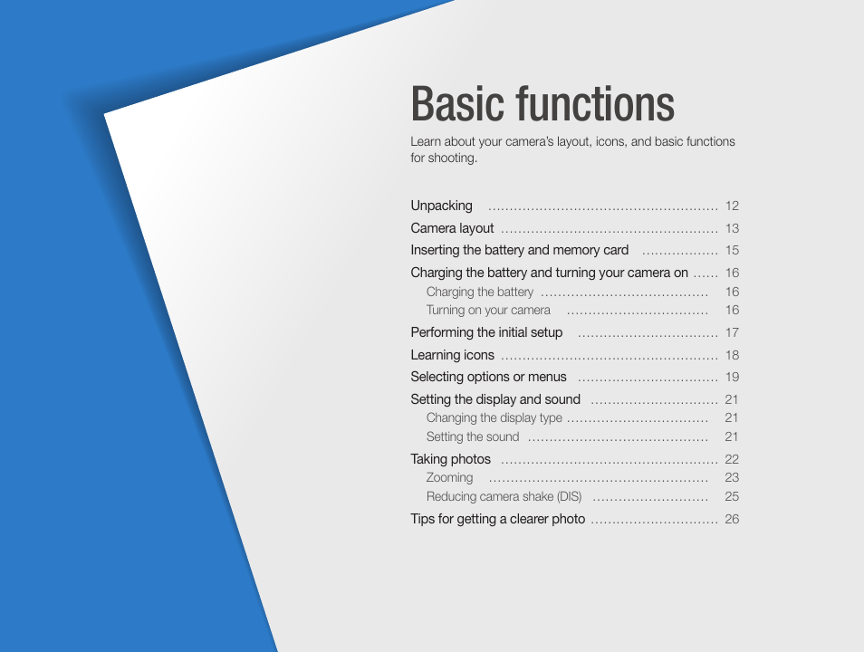 Basic functions | Samsung EC-ST90ZZBPSUS User Manual | Page 12 / 113