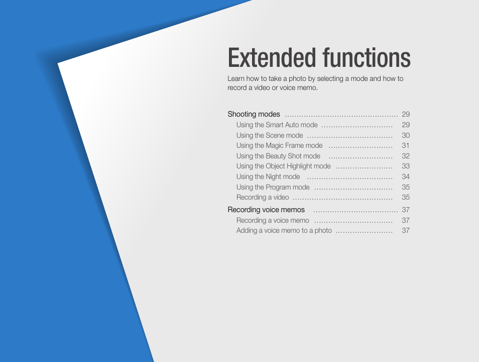 Extended functions | Samsung EC-ST90ZZBPSUS User Manual | Page 29 / 113