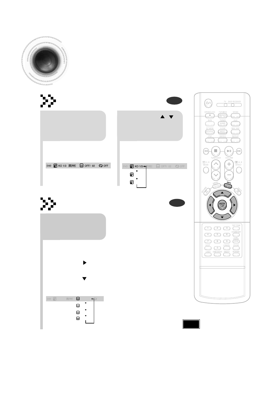 Selecting audio/subtitle language, 33 selecting audio/subtitle language, Audio language selection function | Subtitle language selection function | Samsung HTDB600TH User Manual | Page 34 / 72